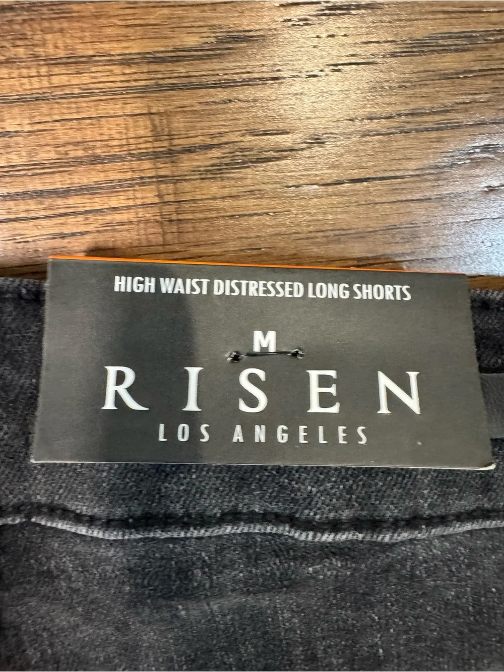 Risen Distressed High-Rise Black Denim Shorts